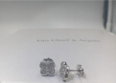 Κίνα Van Cleef Arpels γλυκά Alhambra Earstuds 18K άσπρα χρυσά στρογγυλά διαμάντια προς πώληση