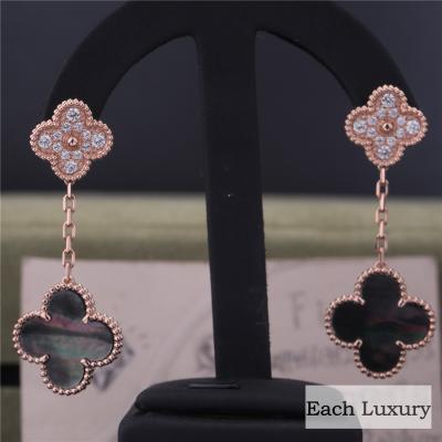 China VCA Alhambra Earrings mágico 2 adornos 18K Rose Gold CONTRA el diamante VCARP2R200 nacarado en venta