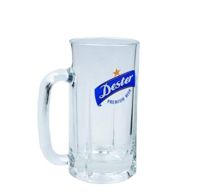 China Modern 660ml Lead Free Crystal Glass Beer Mug With Handle Beer Mug Thick Lead Free Glass Mug Large for sale