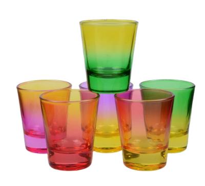 China Modern Gradient Color Shot Glass Cup Multi Whiskey Glass Color for sale