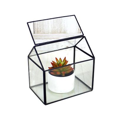 China Traditional Geometric Large Plants Mini Greenhouse Planter Pot Glass Box For Christmas Decorative for sale