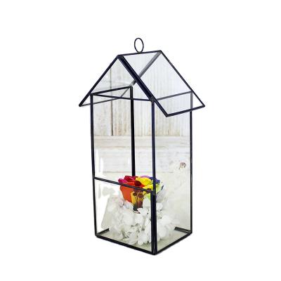 China Retro Traditional European Style Geometric Glass Mini Greenhouse with Diamond Shape for sale