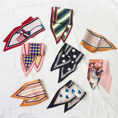 China 90*9CM Soft Smooth Feeling 63 Link Silk Polyester Hair Scarf Vintage Design Ladies Wrap Scarves Neck Scarves for sale