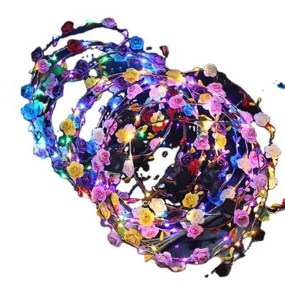 China Flower Crown Headbands Party Women Hair Flashing Flashing Accessories Led Garland For Party Festival for sale