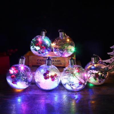 China Traditional Christmast Ornament 10cm Christmas Bauble Decoration Popular Tree Luminous Decoration Pendant Transparent Christmas Ball for sale