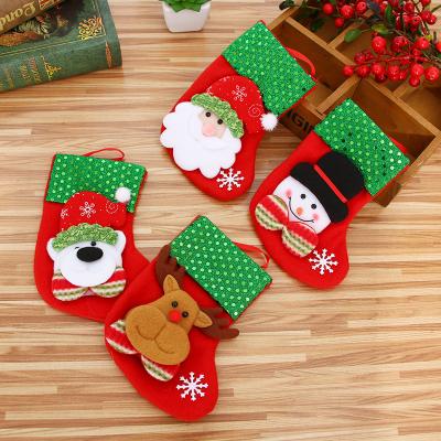 China Popular Christmas bangs Christmas decorations cartoon three-dimensional children's Christmas stockings 2021 with sequins for sale