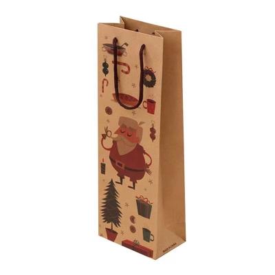 China 2021Christmas Wine Recyclable Paper Bags Eco Friendly Gift Bags Custom Logo Wine Bottle Paper Bag For Packaging for sale