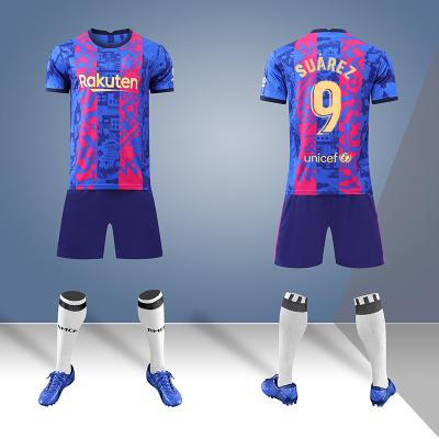 China BarceX New Two Away Sets BarceX Jersey 21-22 Special Edition Suit Soccer Uniforms Team Uniform Adult Children No. 10 Messi for sale