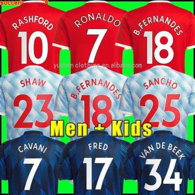 China 2021/22 real quality quick dry thai soccer uniforms men+kids set of football wear soccer jersey for sale