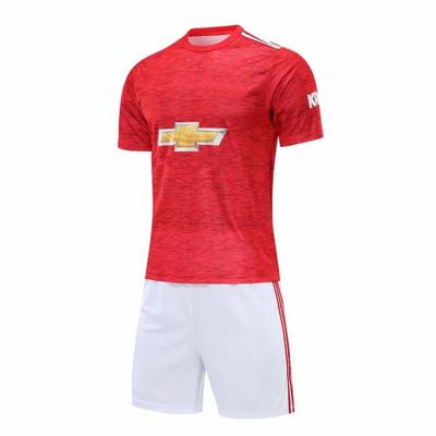 China Quick-drying 2020-2021 Manchester European club best selling red soccer jerseys shirts short sleeve quick-drying cheap men football uniform set for sale