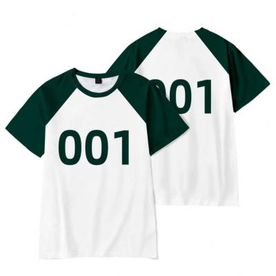 China Korean TV series squid game the same short-sleeved short-sleeved can be no. customized 1 to no. 456 TVs for sale