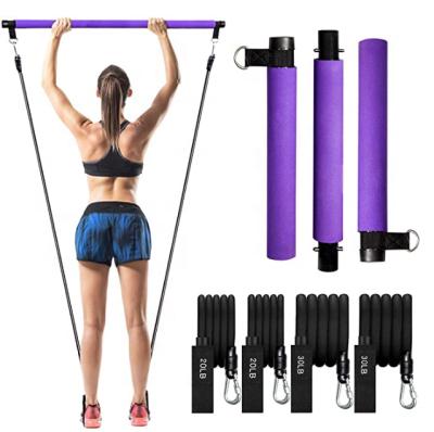 China Portable Adjustable Stick Kit Set Exercise Yoga Bar Pilates Bar Pilates Bar With Resistance Band for sale