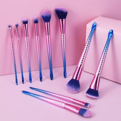 China Angular Blush Makeup Brush 10 Mermaid Eyeshadow Powder Loose Brush Set Wholesale Border Loose Brush Amazon Makeup Set Beauty Tools for sale