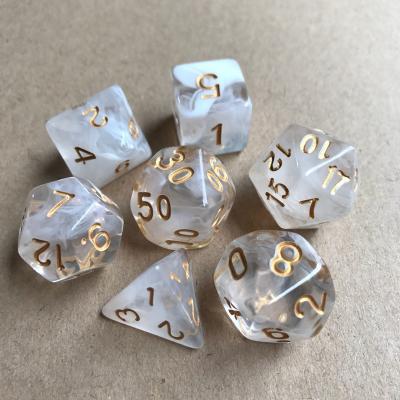 China S007 Acrylic 7pcs custom clear plastic dic polyhedral sided faces DND d&d dies set 20 dic for sale