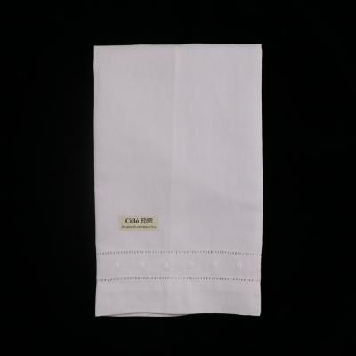 China TL009 Ramie Cotton Drawnwork Scale Day Face Towel Washable White Hand Towel for sale