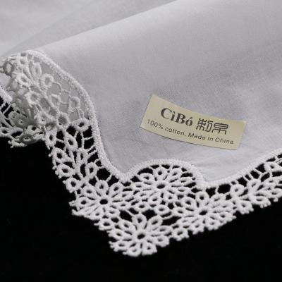 China Vintage A006: White Premium Cotton Lace Handkerchiefs Crochet Handkerchiefs For Women / Ladies Wedding Gift for sale