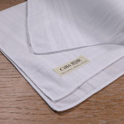 China Stripe M002: White Men's Handkerchief Cotton Satin Large Size Machine Seam Edge 17