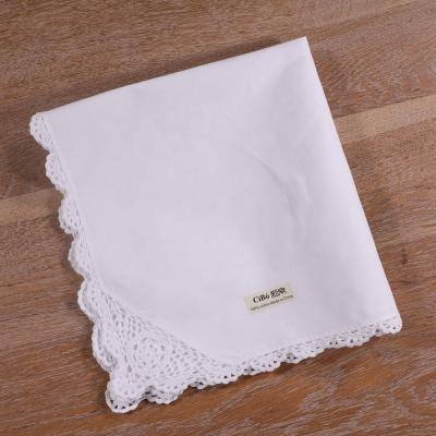 China Washable N042-20: White cotton hand crochet lace table napkin dinner napkins for sale