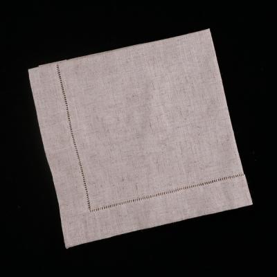 China N038-20 Reusable Natural Polyester Flaxen Towels Ladder Stitch Fabric Hemmed Linen Towel for sale