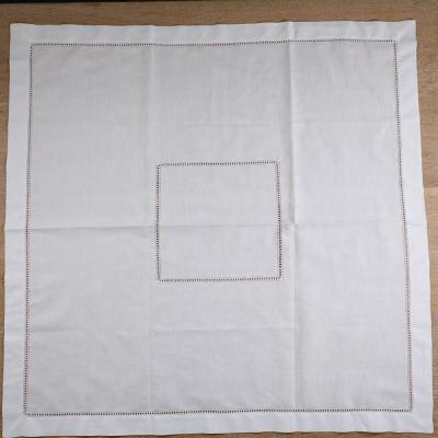 China TC002 CLASSIC: White Handmade Pulled Table Linen Yarn Work Embroidery Table Cloth for sale