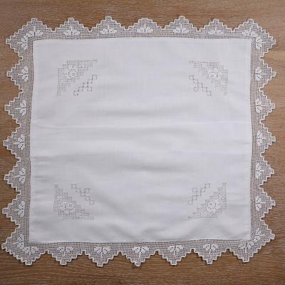 China Plain CC001: white hand made ramie yarn work lace edge / cotton cushion cover hand pulled embroidery for sale