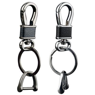 China Popular contracted and fashionable metal keychains D shape car keys hang key chain for sale