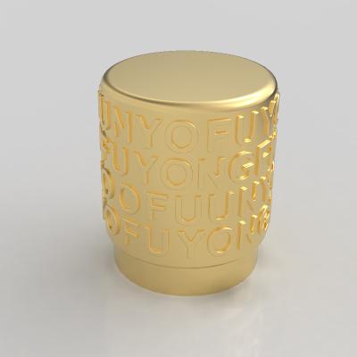 China Non spill zinc alloy perfume capsule light luxury metal letters zamac cylindrical cap for FEA 15 perfume capsule for sale