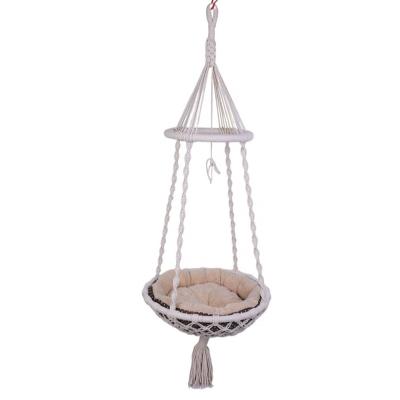 China Viable Wholesale Handwoven Macrame Point Of Sale Cat Hanging Sleep Hammock Cat Swings Bed for sale