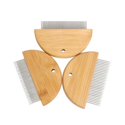 China Viable Quality Cat Dog Flea Comb Professional Pet Metal Needle Hair Comb Custom Logo Bamboo for sale