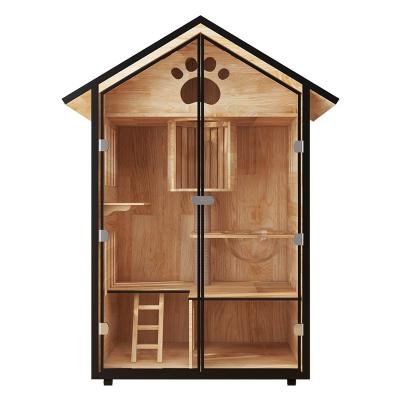 China Cat Cabinet Cage Solid Wood Villa Cat Nest House Cat Delivery Viable Luxury Room for sale