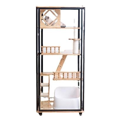 China Cat Cabinet Cage Solid Wood Villa Cat Nest House Cat Delivery Viable Luxury Room for sale