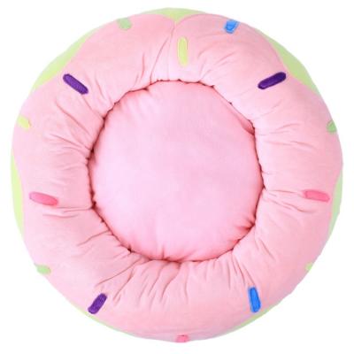 China Laddawan Sustainable Donut Dog Bed Cat Bed , Soft Plush Round Pet Bed Bottom Anti-skidding for sale