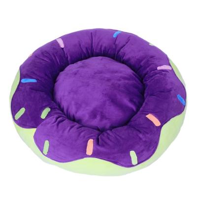 China Wholesale Luxury Washable Soft Comfortable Donut Dog Bed Pet Cat Bed For Large Dog Stocked Warm Round for sale