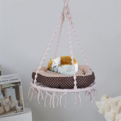 China Wholesale Viable Cat Lover Gifts Indoor Macrame Nest Swing Bed Hanging Cat Hammock for sale