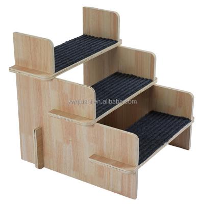 China Sustainable Factory Wholesale Wooden Pet Stairs Non-Slip Dog Steps Best For Older/Injured Pets Get On And Off High Beds/Couch for sale