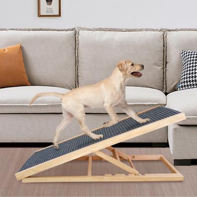 China Sustainable Dog Steps Portable Foldable Pet Stairs Wooden Dog Ramp 2-in-1 Pet Ladder for sale