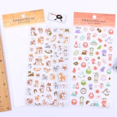 China Cute Animal Dog Cat Paper Sticker Custom Hot Kawaii Gold Foil Sticker Notebook Decoration SHANLE Washi Stamping Cartoon Kids Diary Deco Sticker for sale