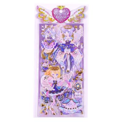 China Custom Cute Puffy Sticker Dress Decoration SHANLE Girl's Notebook Angel Gold Kawaii Foil Foam Sticker Wholesale For Kids 3D Cartoon Stickers for sale