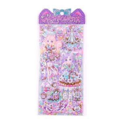 China Wholesale Notebook Decoration SHANLE Kawaii Girl Dress Up Gorgeous Princess Gold Foil Sticker Puffy Custom Cartoon Sticker For Kids Cute 3D Sticker for sale