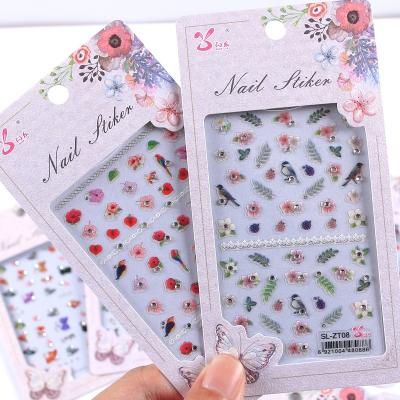 China Custom girly nail art SHANLE look nail sticker small diamond 2d/3d gold foil nail sticker luxury wholesale art sticker for kids for sale