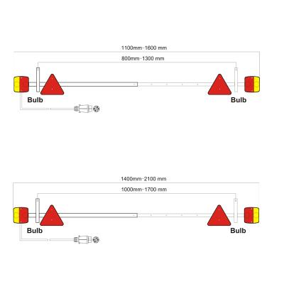 China Stop Direction Indicator Tail Number Plate Light Galvanized Steel Extendable Bulb Trailer Lamp Panel With Triangle Reflectors for sale