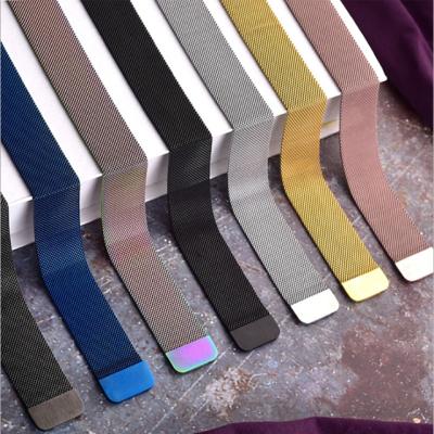 China Brand Luxury Fashion Mesh Loop Stainless Steel Metal Smart Watch Strap Milanese Watch Band For Apple Watch Series Band Straps for sale