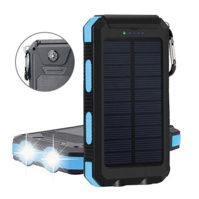 China Hot Products Solar Panel Charging Waterproof 20000mah Portable Solar Power Banks With Led Lightweight Solar Powerbank Mobile Phone Charger for sale