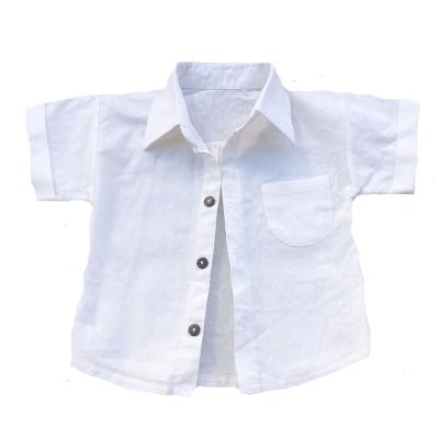 China Solid Color Baby Boys Short Sleeve Cotton Shirt Canvas Fashion Toddler Boy Street Wear for sale