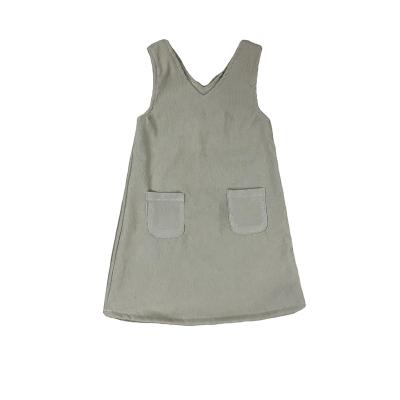 China Low MOQ Label Tag Style Beige Corduroy Baby Breathable Custom Tank Top for sale