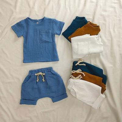 China Breathable Organic Cotton Baby Clothes Casual Summer Tops Shorts For Boys Girls Sets Toddlers Unisex 2 Pieces Outifs Clothing Baby Kids for sale