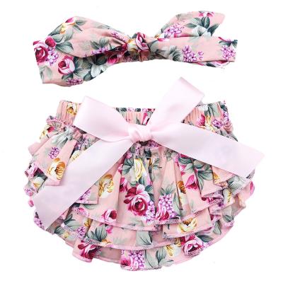 China Floral Bowknots Cotton Ruffle Babies Breathable Triple Bloomers Lovely Shorts Wholesale Shorts for sale