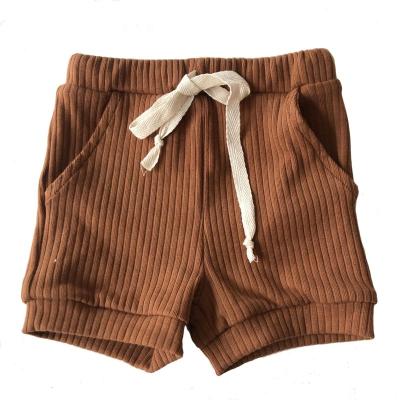 China Breathable Cotton Baby Drawstring Custom Ribbed Shorts With Pockets for sale