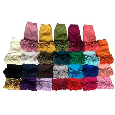 China Viable Running Wholesale Large Icing Ruffle Shorts Girls Summer Cotton Triple Ruffle Design Baby Shorts for sale