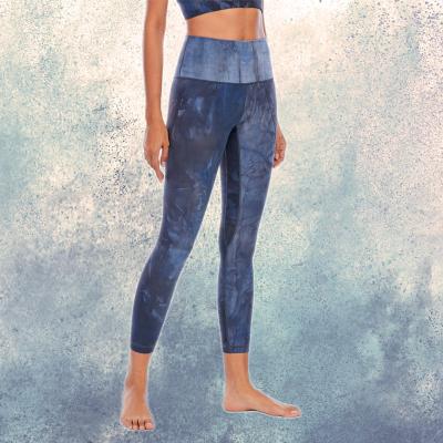 China Floral dye leggings yoga ladies waist tie gym women leggings fitness sexy seamless high tight breathable pants wholesale for sale